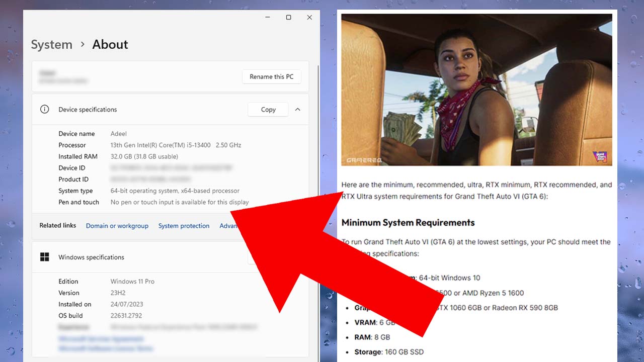 GTA 6 Comparison with Minimum Requirements with your PC - How to Check If Your PC Meets the GTA 6 Minimum Requirements
